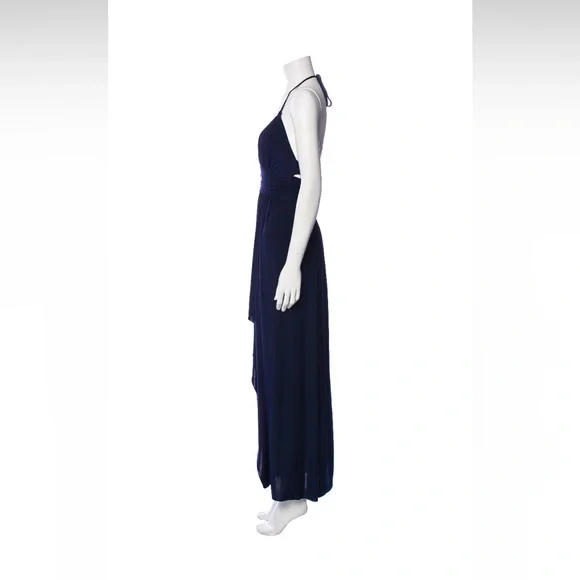 MISA Los Angeles, Halterneck long casual dress, Navy, Size: Small - Picture 2 of 8